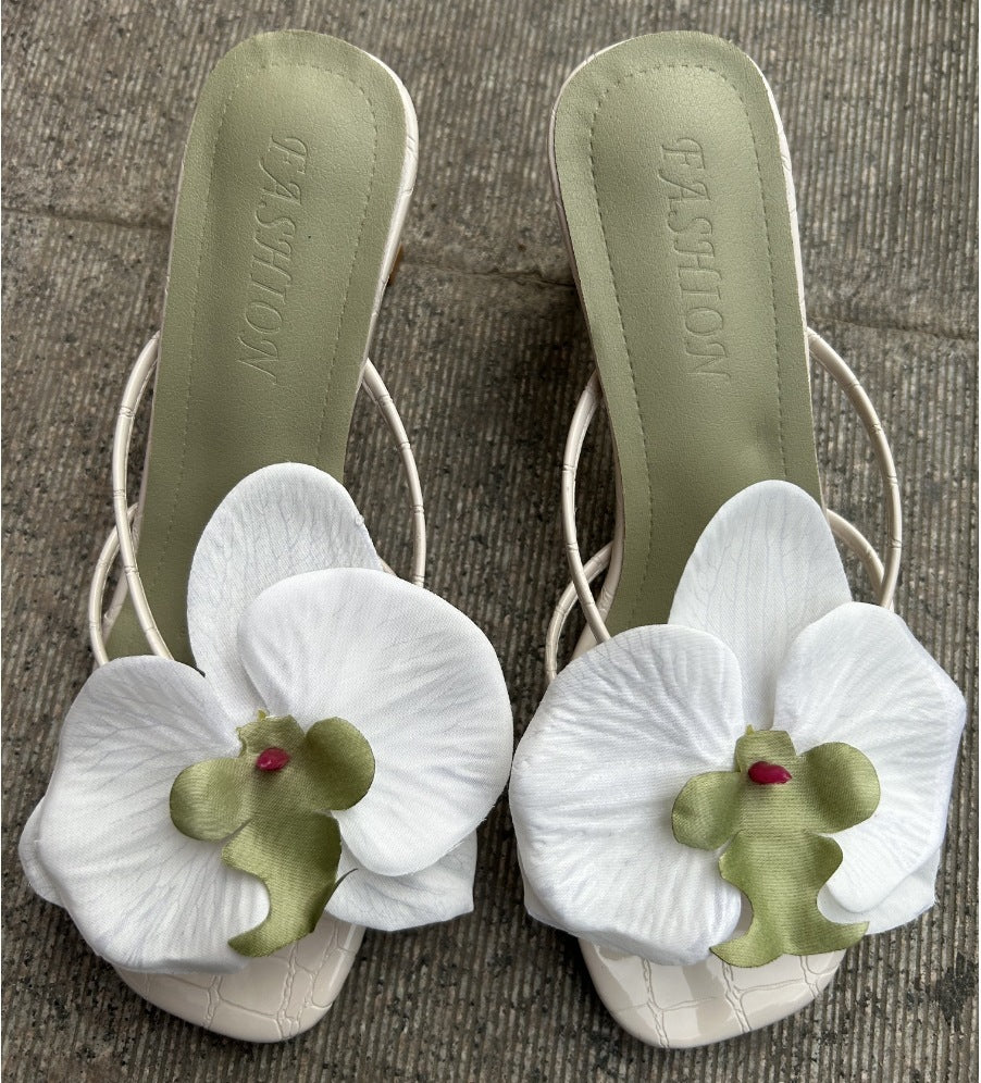 New Flower High Heel Slippers