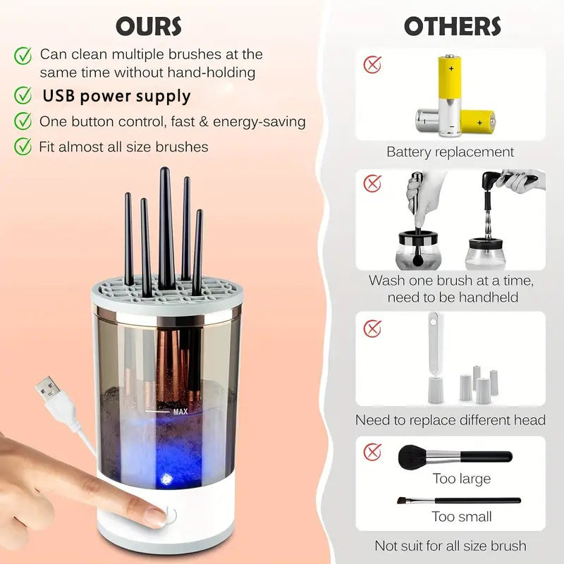 Makeup Brush Cleaner Automatic Rotating Makeup Brush Cleaner USB Portable Electric Cosmetic Makeup Brush Rotary Washing Machine