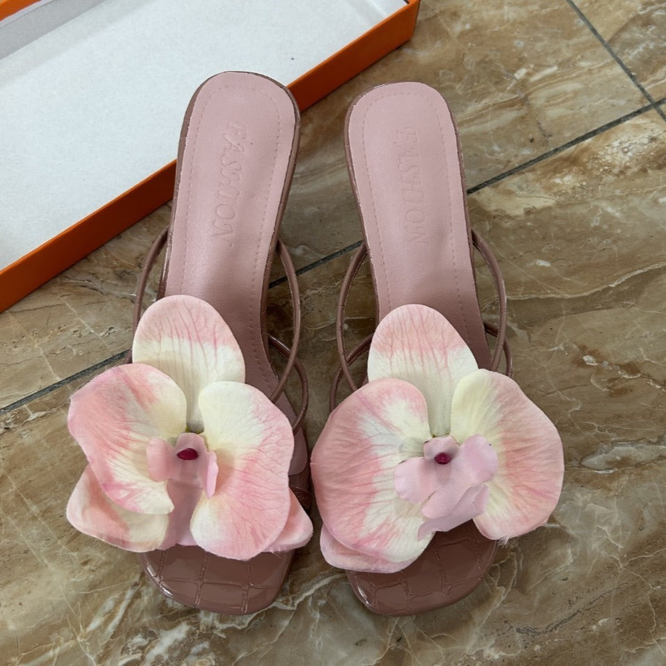 New Flower High Heel Slippers