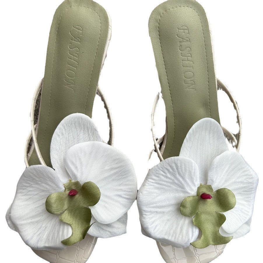 New Flower High Heel Slippers