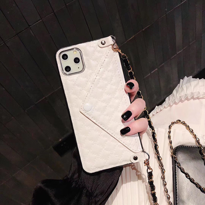 Luxury Diamond Check Phone Case with Card Holder