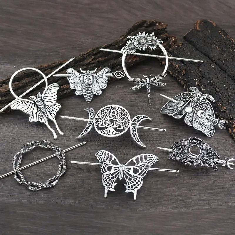 Female Viking Barrettes Animal Alloy Crescent Cloud