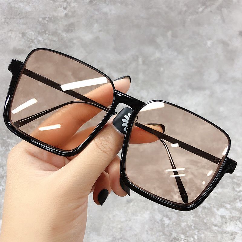 Women's Alloy Plastic Lower Semi-rimless Slimming Sun Glasses