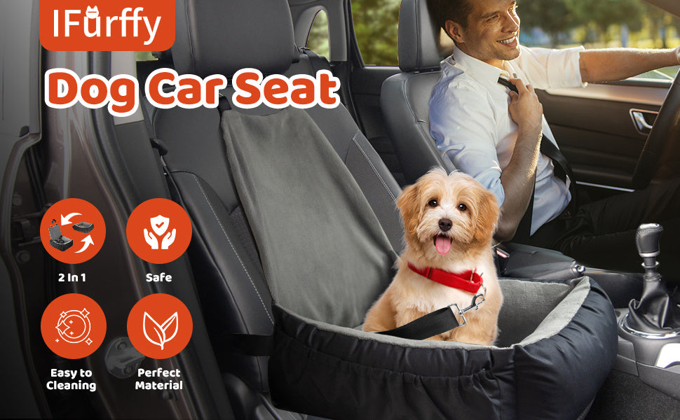 Dog Car Seat, Pet Car Seat With Storage Bag And Clip-On Safety Leash, Washable Coral Fleece Dog Booster Seat For Small Medium Dogs, Small Dog Car Seat For Travel Dog Car Bed