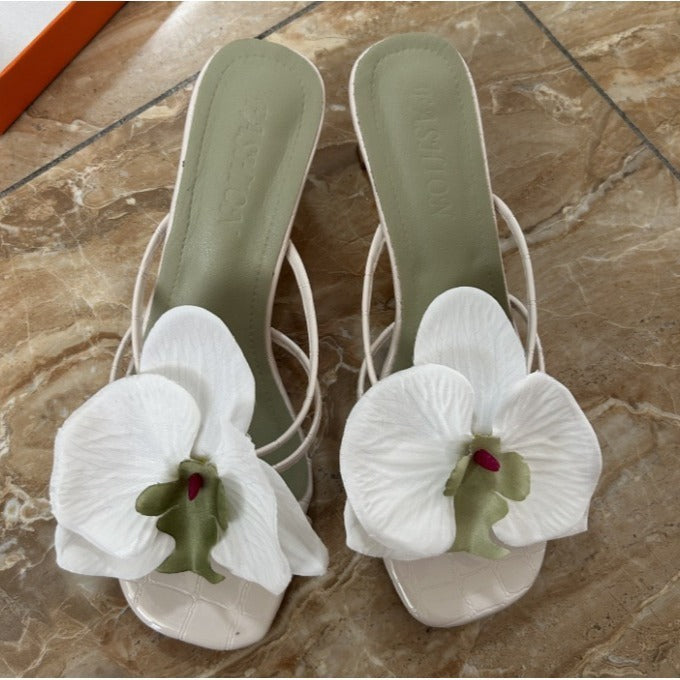 New Flower High Heel Slippers