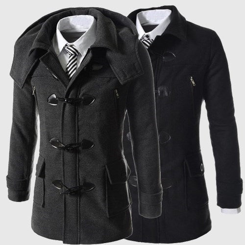 Men's Solid Color Long Hood Jacket