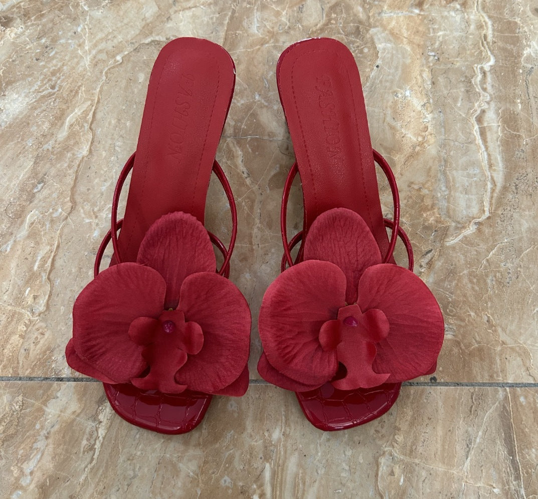 New Flower High Heel Slippers