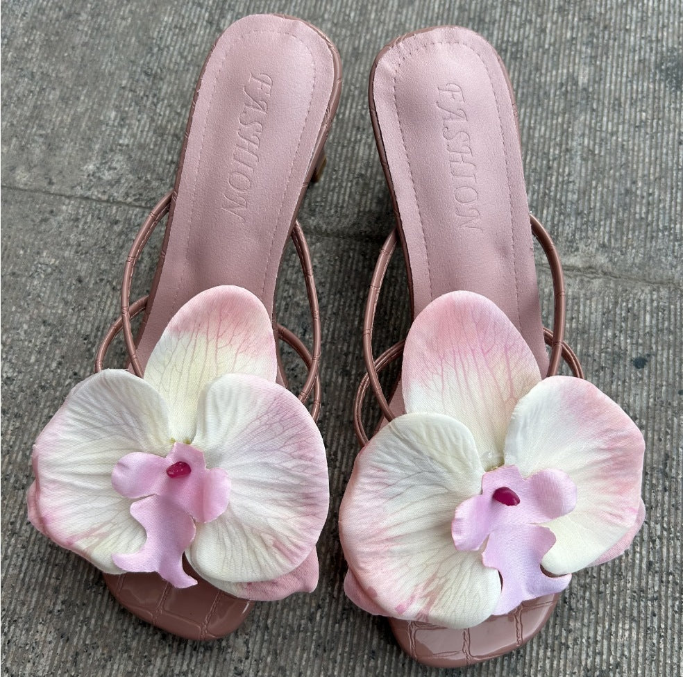 New Flower High Heel Slippers